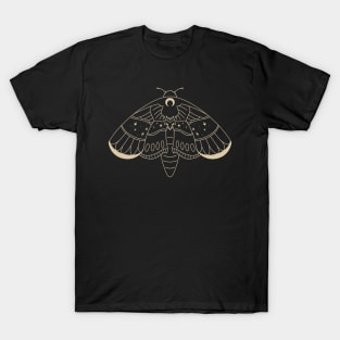 Moth Crescent Moon Boho T-Shirt